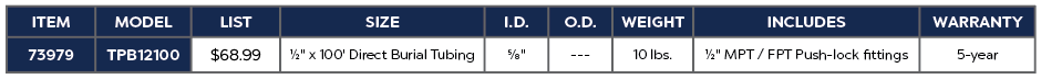DIRECT BURIAL PVC TUBING - 0.5" X 100'