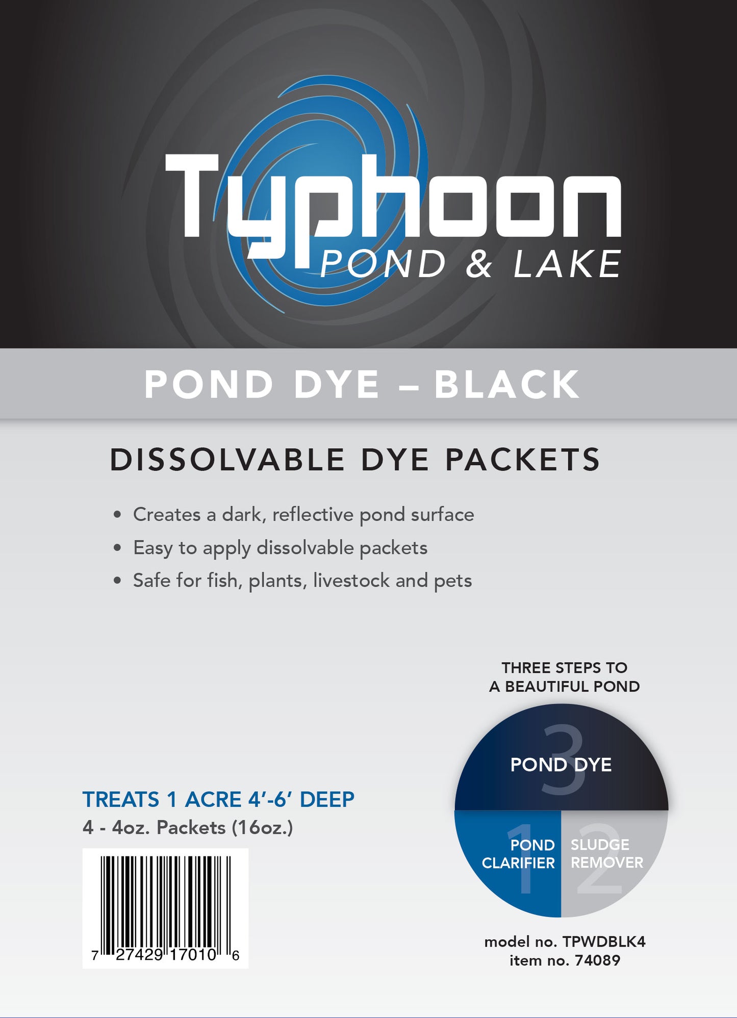TYPHOON POND DYE - BLACK - 4 PACKS