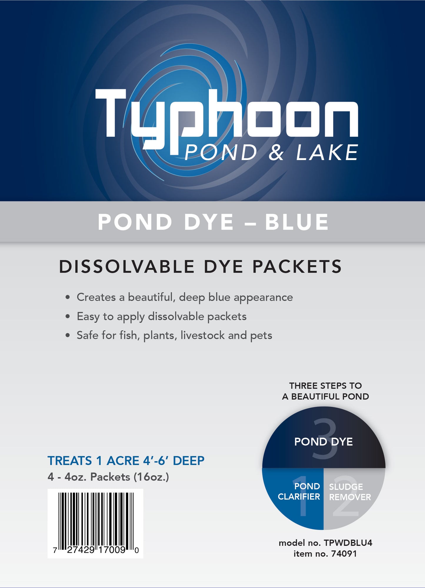 TYPHOON POND DYE - BLUE  - 4 PACKS