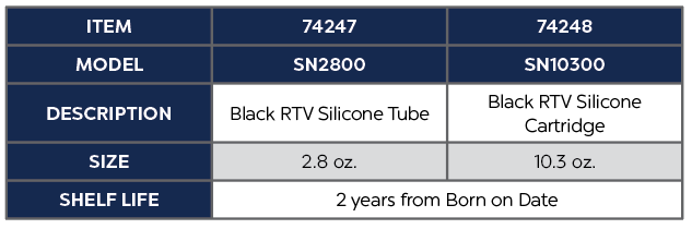 BLACK RTV SILICONE - 10.3 OZ