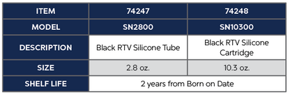 BLACK RTV SILICONE - 10.3 OZ