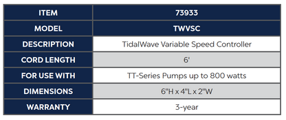 TIDALWAVE VARIABLE SPEED CONTROLLER